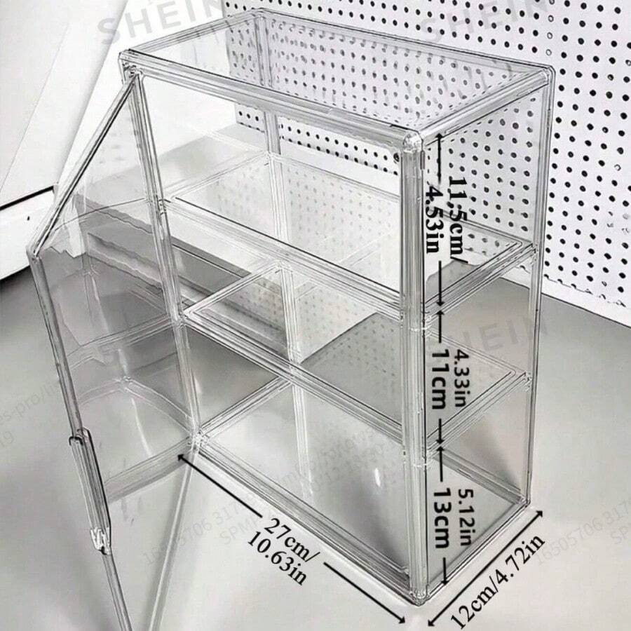 3-Tier Transparent Display Cabinet With Door, Heavy-Duty Acrylic Structure, Extra Large Capacity, Suitable For Store, Home Office, Collection Display, Modern Design Transparent Display Cabinet, Space-Saving Organizer, Thanksgiving, Christmas - A - View 1