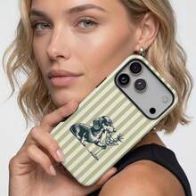Cocktail Dachshund Phone Case, Vintage Striped Dachshund Phone Case, Martini Dog Phone Case, Compatible With IPhone 18 17 16 15 14 Pro Max Plus 13 12 11 - Multicolor - View 2