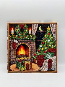 1 Set DIY Christmas Pearl Diamond Painting Art Kit, Includes Frame, Beads, Rhinestones, Handmade 3D Holiday Decoration, Adult Gift, Classic Design Beaded Decor Set - A - View 44