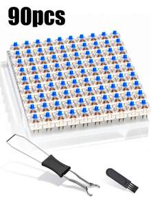 30/50/90pcs Practical Blue/Red/Brown/Black Mechanical Keyboard Switches, 2-In-1 Keycap Puller, Cleaning Brush, 3PIN Cross-Axis Design, Crisp Click Sound, Suitable For Hot-Swappable Mechanical Keyboard Replacement And DIY Upgrade, Gaming, Typing, Office Use - View 15