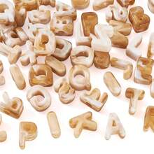 17/37/57pcs Khaki Marble Pattern Letter Beads, A-Z Random Acrylic Letter Beads, Suitable For Bag Charms, Keychains And Other Crafts. - Khaki - View 9