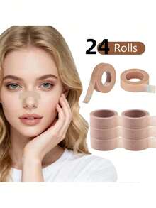 40 Rolls Non-Woven Nasal Tape For Rhinoplasty Shaping, Hypoallergenic Paper Tape, Breathable Microporous Tape, Light Beige Adhesive Tape - Brown - View 6