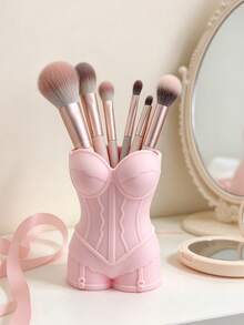 1/2pcs INS Style Lace Makeup Brush Holder, Desktop Cosmetic Display Box, Girly Makeup Brush Organizer Pen Holder, Personalized Vanity Decor Storage Ornament, Makeup Storage And Organization, Home Decor Item, Fun Holiday Gift - Multicolor - View 7