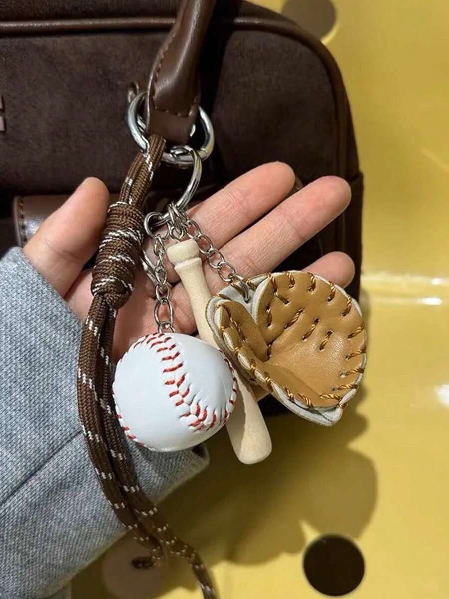 Handmade Baseball Keychain, New Christmas Tree Decor Hanging Ornament, Mountaineering Rope Pendant, Unique Decorative Keychain Vacation Essentials Bag Accessories Bag Charm Accessories Charms For Bag Teacher Gifts - Coffee Brown - View 1