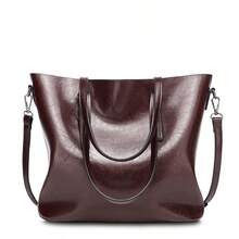 Women's Large Capacity Tote Shoulder Bag, Simple Solid Color Work Handbag With Detachable Crossbody Strap, Vintage Casual Daily Bag - Multi-color - View 11