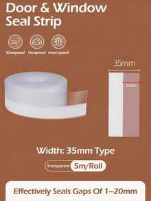 1 Roll 1/5/10m Sealing Strip Sealing Tape, Door Bottom Sealing Strip, Used For House Gaps Or Shower Door Sealing, Windproof Soundproof Heat-Insulating Sealing Strip, Suitable For Door And Window Frame Gaps, Home Decoration Accessories - Transparent - View 15