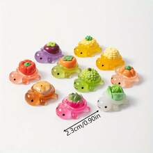 10/20/30pcs Cartoon Transparent Glow-In-The-Dark Little Turtle, Fruit & Vegetable Cute Funny Turtle Resin Accessories, Colorful 3D Glow-In-The-Dark Vegetable & Fruit Turtle Resin DIY Decor, Creative Desktop & Car Ornament, Holiday Party Small Gift - Random Color - Fruit Turtle Mix - View 3