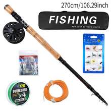 KecchKrezing 2.7m Fly Fishing Rod And Reel Set, Includes Fly Line, Fly Lures, Lures And Storage Bag, Portable Fly Fishing Kit - Black - View 6