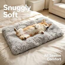 Long Fur Soft Warm Pet Bed Mat, Rectangular Pet Bed With Raised Edges, Suitable For Cats And Dogs, Comfortable Indoor Pad, Multiple Sizes Available - Light Grey - View 9