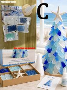 One Piece Of Sea Glass Christmas Tree Series Set, Handmade Desktop Sea Glass Art, DIY Holiday Decoration, Sea Glass Christmas Tree Making Kit, Creative Gift, Suitable For Adults, Sea Glass Halloween Christmas Tree Making Kit, Holiday Desktop Ornament - Multicolor - View 8