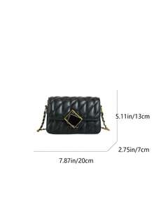 Women's Mini Quilted Chain Crossbody Shoulder Bag, Versatile Fashion Small Purse - Black - View 11