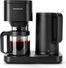 Aigostar Filterkaffeemaschine 3‑in‑1 für 1,3L/8 Tassen,1600W LED‑Touchpanel, Gerät für Filterkaffee Tee und Heißwasser,mit Selbstreinigung,2 Filter,spart Platz für Haushalt Büro und Wohnheim - EU E-Typ Stecker (220-240V) - Übersicht 1