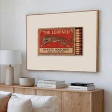 1pc Vintage Leopard Print Matchbox Canvas Poster, Framed/Unframed, Mid-Century Retro Bar Cart Wall Art Decor, Minimalist Style, Suitable For Kitchen, Office, Hallway, Living Room Modern Home Decor - A - View 5