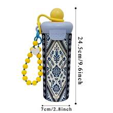 1PC 600ML Plaid Flowers, Stylish Flowers, Floral Turtle Pattern Stainless Steel Cup, Double-Use Coffee Cup, Portable Straw Cup, Stylish Lanyard Cup, Suitable For Office, Home, Recommended For Gifts, Coffee/Milk/Tea - Multicolor - View 10