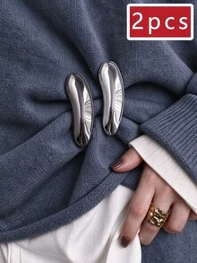 4/3/2pcs Minimalist Metal Brooch Set, Multi-Functional Collar Pin, Polished Scarf Clip And T-Shirt Clip, Fashionable Belt Buckle, Suitable For Dresses, Coats And Other Clothing Accessories - Multicolor - View 13
