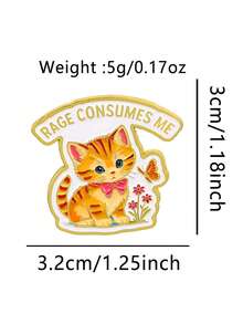 1 buah Bros Kucing Oranye Motif Bunga Kupu-kupu dengan Kutipan Bahasa Inggris dari Paduan Seng, Gaya Unik dan Lucu, Cocok untuk Dekorasi Ransel, Jaket, dan Aktivitas Sehari-hari Wanita, Hadiah - MultiWarna - View 7