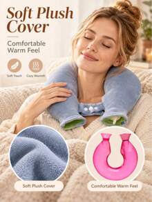 1 Thickened U-Shaped Hot Water Bottle For Water Injection, Neck And Shoulder Hot Compress For Neck Protection, Hanging Neck Heating Pad, High-Density Inner Liner For Leak Prevention, Ergonomic U-Shaped Fit For Neck Curve, Winter Warmth For Office, - A - View 6