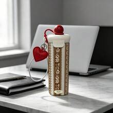 1PC 600ML Creative Stripes, Simple Heart, Butterfly Flower Pattern Stainless Steel Cup, Double Drink Coffee Cup, Portable Straw Cup, Lanyard Cup, Suitable For Office, School, Gift For Holidays/Birthdays, Coffee, Milk, Tea - Multicolor - View 7