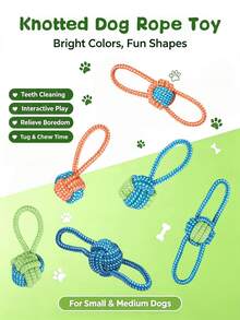 Knot Rope Toy For Small And Medium Dogs, Interactive Play Toy, Strengthen Emotional Bond, Clean Teeth Pet Chew Toy, Relieve Puppy Boredom, Suitable For Daily Indoor And Outdoor Activities - Multicolor - View 4