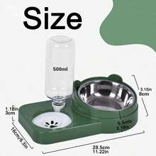 Automatic Refill Pet Water And Food Bowl Set, Stainless Steel Feeding Bowl With 500ml Water Bottle, Suitable For Cats And Small Dogs, 2-In-1 Pet Feeding And Watering Station - 2-in-1 - View 2