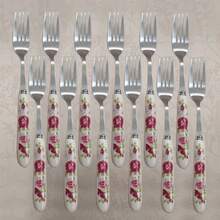 2/12/24pcs Ceramic Handle Stainless Steel Cutlery Set, Silverware, Unique Elegant Forks And Spoons, Beautiful Retro Ceramic, Suitable For Restaurant, Kitchen, Daily Dining, Party And Holiday Gathering - Silver - View 19