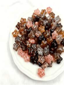 10pcs Random Acrylic Powder Coffee Leopard Print Shaped Beads, Suitable For Gifting Holiday Presents, Phone Chains, And Handmade Accessory Beads - Pink and Brown Leopard Print - View 7