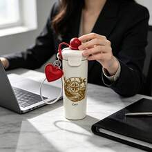 1PC 600ML Creative Track, Personalized Guide, Castle Pattern Stainless Steel Cup, Double Drink Coffee Cup, Portable Straw Cup, Lanyard Cup, Suitable For Office, School, Gift For Holidays/Birthdays, Coffee, Milk, Tea - Multicolor - View 8