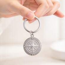 1pc Stainless Steel Vintage Compass Keychain Key Ring Unisex Key Holder Bag Charm Key Pendant Suitable For Daily Use Or Gift - Silver - View 7