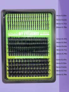 250 Clusters Wet Dense D Curl Wet Tip Mixed 3-Piece Eyelash Set With Wet Tip Lower Lashes And Wide Band Upper Lashes, Fluffy Curly DIY False Eyelashes For Travel And Home, Large Capacity - D - View 7