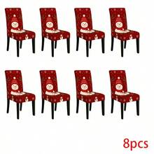 1/2/4/6/8pcs Christmas Snowman Print Elastic Chair Covers, Removable, Washable, Easy To Clean, Suitable For All Seasons, Perfect For Holiday Home Decor, Fits Dining Room, Living Room And Kitchen - Multicolor - View 12
