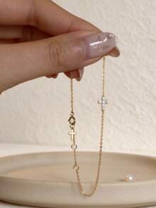 New Cross Rhinestone Bracelet For Women, Stackable High-End Niche Design, Japanese Minimalist Fashion Versatile - Cross Full-diamond Bracelet - View 5