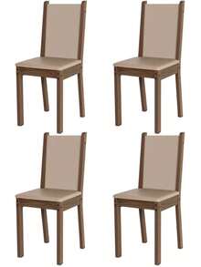 Kit de 4 Sillas de Comedor Modelo 4292, Color Marrón y Crema, Asientos Tapizados Beige, Estructura de Madera Resistente, para Comedor, Cocina y Antecomedero, Diseño Compacto y Fácil Montaje - Marrón - Ver 6