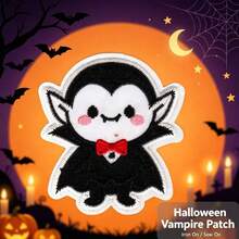 1 buah Patch Tempel Setrika Motif Seri Halloween - Patch Bordir DIY, Patch Hati yang Dapat Dijahit & Ditempel Setrika, Cocok untuk Pakaian, Jaket, Topi, Ransel, Celana Jeans, Lencana Dekoratif - Versi setrika - View 4