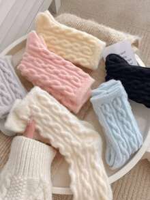 5 Pairs Women's Thick Winter Socks, Comfortable Knitted Sole Design, Soft & Warm (No Cardboard Included) - Multicolor - View 3
