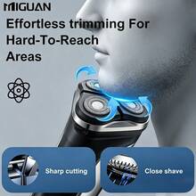 MIGUAN 1 máy cạo râu điện nam kèm 1 giá treo tường, sạc USB, máy tỉa râu cầm tay di động, phù hợp du lịch và dùng tại nhà, có màn hình LED, quà tặng lễ tốt nhất - màu đen - Xem 10