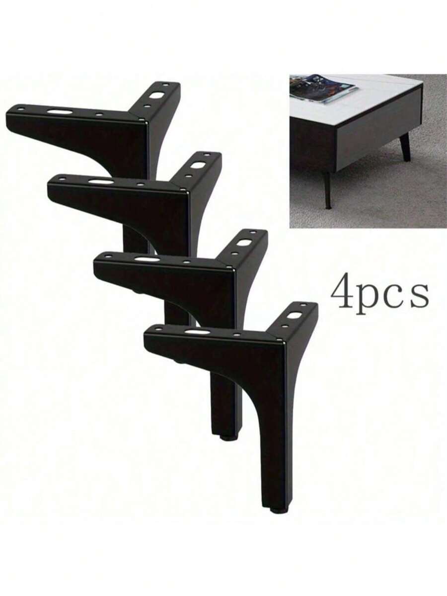 2pcs DIY Replacement Sofa Legs Metal Legs Furniture Modern Triangle Feet Cabinet Sofa Chair Heavy Duty Cabinet Sofa Legs - Black - View 1