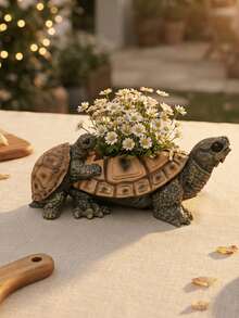 1pc Mother And Child Turtle Planter, Balcony Window Sill Succulent Flower Pot - A - View 6