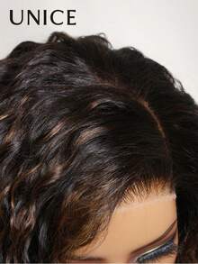 UNice 7x5 Bye-Bye Slip™ Lace Black With Caramel Highlights Water Wave Wig With Invisi Drawstring Fit For All Sizes 150% Density Put On And Go Wig Pre Plucked Pre Cut Bleached Knots Ready To Wear Frontal Wig Beginner Friendly For Women - S4/30 - View 9