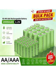 2000mAh AAA/AA Rechargeable Batteries With USB Charger, Short Circuit Protection, High Capacity, Accessories - Multicolor - View 1