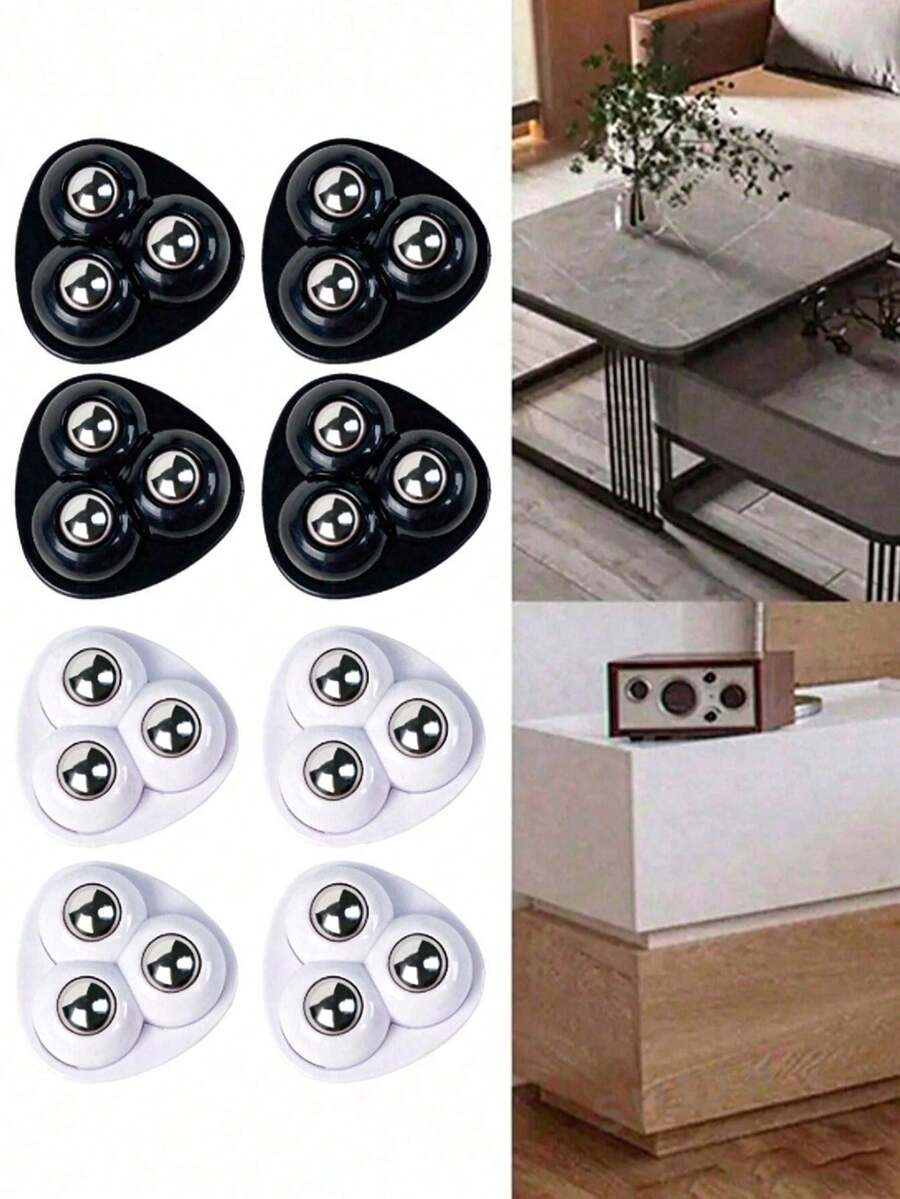4pcs Stainless Steel Self-Adhesive Swivel Casters, Suitable For Home Storage Boxes And Cabinets - A - View 1