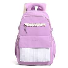 New Autumn And Winter Plaid Lace Patchwork Color Collision Fresh And Sweet Backpack, Large Capacity Lightweight And Simple Casual Travel Bag - Multicolor - View 13