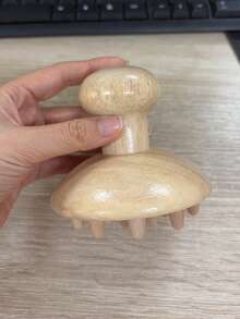 1个木制蘑菇按摩器 - 手持式刮痧工具，用于肌肉放松、局部减脂和全身按摩，天然木制手动按摩棒 - 彩色 - 查看 4
