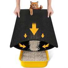 Cat Litter Mat, Upgraded Super Waterproof Back Layer Cat Litter Box Mat, Non-Slip, Durable, Soft Touch Cat Litter Trapping Mat, Black - Black - View 1