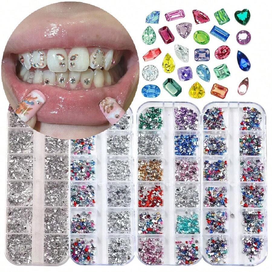 25Pcs/Set Creative Personalized Butterfly Tooth Decor Set, Cute Y2K Tooth Accessories For Women Daily, Party (Glue Not Included, With Box) - 25PC Multi-color Set - View 1