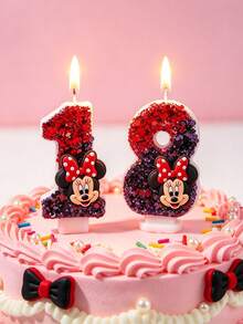 1pc Shiny Red Cartoon Anime Style Birthday Cake Number Candle 0-9, Red And Grey, Cartoon Style Combination Celebration Handmade Independent Decoration Creative, Suitable For Birthday Party, Holiday Party Decoration, Wedding Arrangement, Unisex - Multicolor - View 1