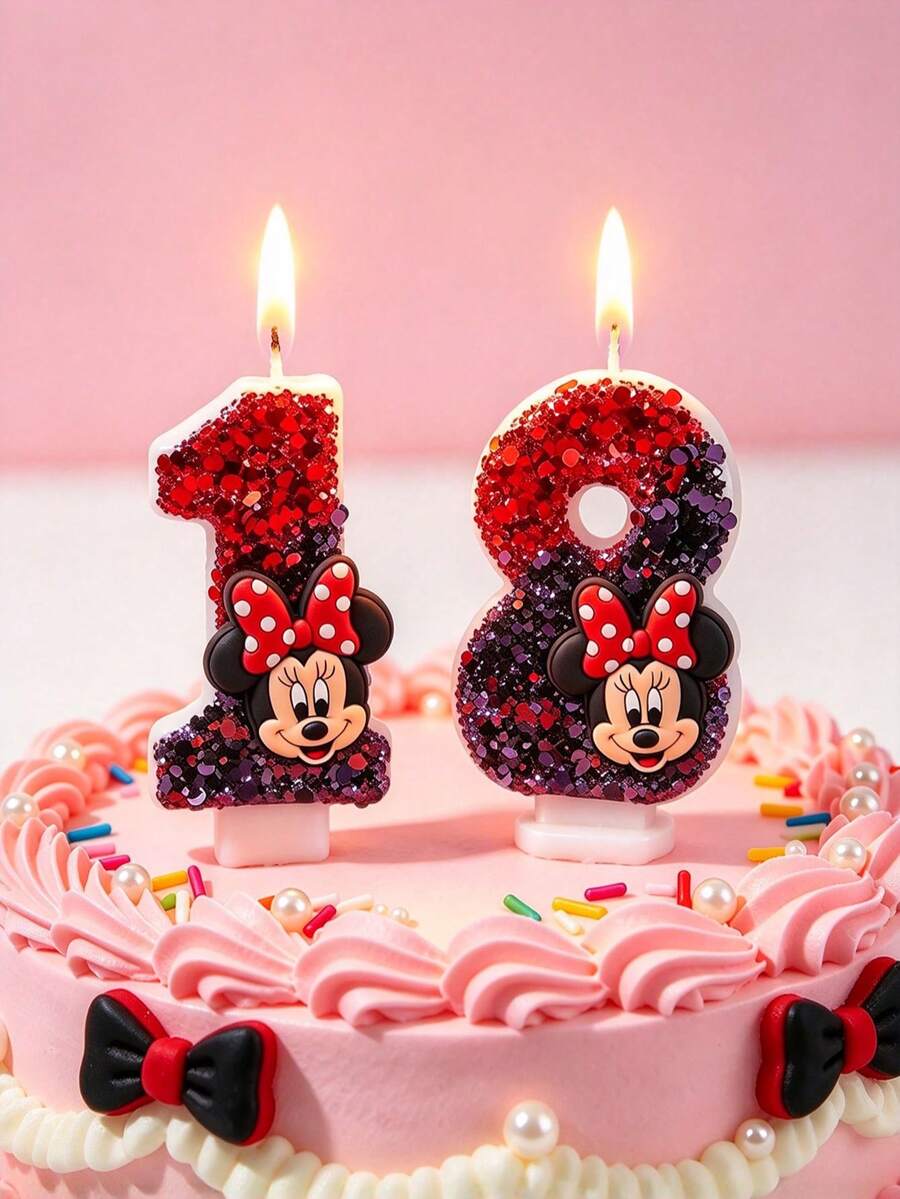 1pc Shiny Red Cartoon Anime Style Birthday Cake Number Candle 0-9, Red And Grey, Cartoon Style Combination Celebration Handmade Independent Decoration Creative, Suitable For Birthday Party, Holiday Party Decoration, Wedding Arrangement, Unisex - Multicolor - View 1