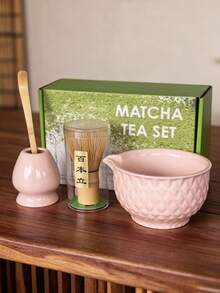 5/4/2pcs Pink Color Box, Japanese Matcha Whisk Set With Bow And Heart 3D Design, For Personal Use, Valentine's Day, Christmas, Thanksgiving, Graduation Season And Other Holiday Gifts - Pink - View 14