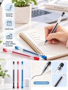 3-Pack, 0.38mm, Quick-Dry Ink, Black/Blue/Red - Ideal Pens For Exams And Office, Fine Tip, Suitable For Writing, Back To School Essential - Multicolor - View 4