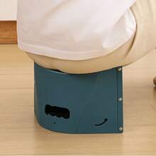 1pc Multifunctional Portable Folding Plastic Stool, 2 In 1 Foldable Travel Seat & Storage Basket, Lightweight Compact Outdoor Camping Fishing Stool For Train Queue Picnic Home Use, Random Color - Multicolor - View 2