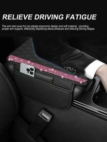 1pc Car Center Console Armrest Storage Organizer Box, Universal PU Leather Armrest Cover With Storage Box, 2 Cup Holders, Phone Holder, Tissue Box And Side Pocket, Suitable For SUV, Sedan And Truck Car Interior Center Console Pad - A2 - View 2